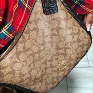 Coach Ellie Tan and Black Signature Shoulder Bag